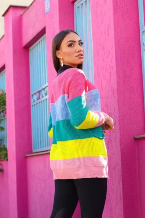 Cardigan Colorido com Bolso